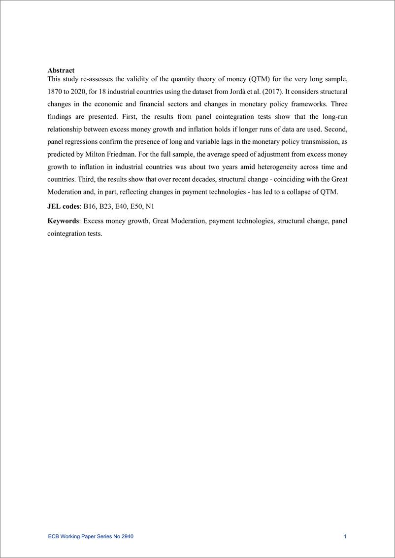 《欧洲央行-货币数量论，1870-2020（英）-34页》 - 第2页预览图