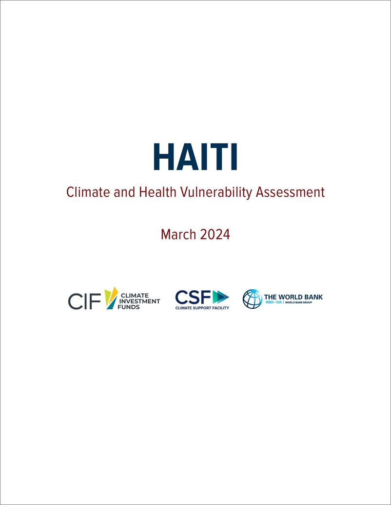 《世界银行-海地-气候和健康脆弱性评估（英）-2024-74页》 - 第3页预览图