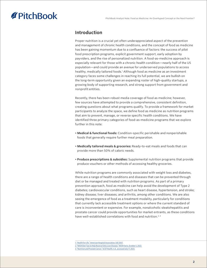 《PitchBook-食品即药物：一个被夸大的概念还是下一个前沿？（英）-2023.7-10页》 - 第3页预览图