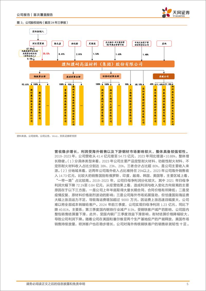 《濮耐股份(002225)首次覆盖报告：耐材国际化战略先行者，产业链延伸打开增量空间-241111-天风证券-24页》 - 第5页预览图