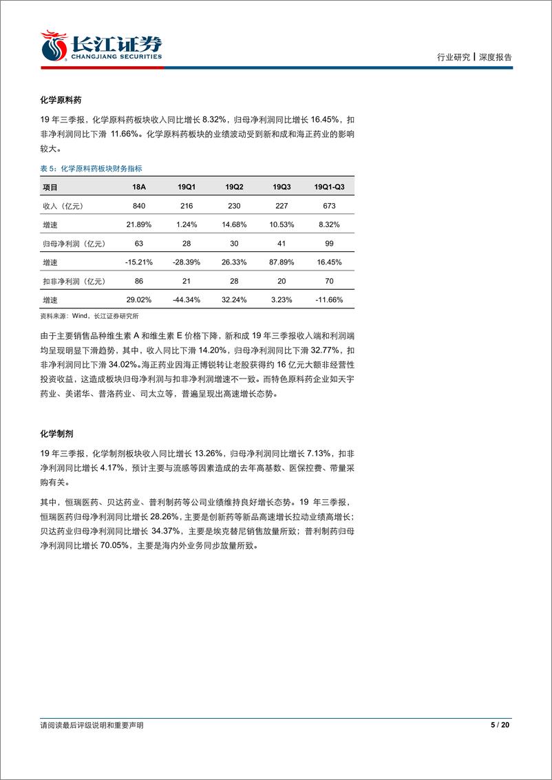 《医疗保健行业：医药行业2019年三季报业绩综述-20191103-长江证券-20页》 - 第6页预览图