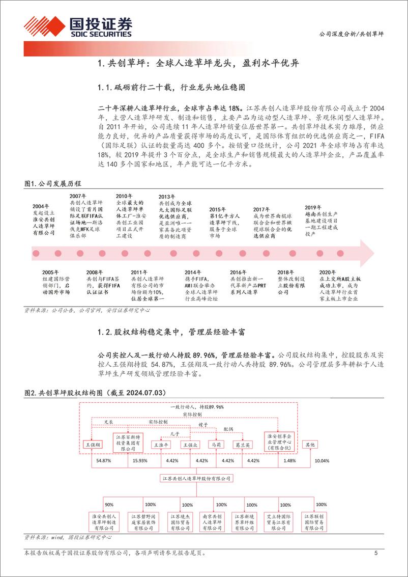 《共创草坪(605099)全球人造草坪龙头，海外产能布局领先-240709-国投证券-24页》 - 第5页预览图