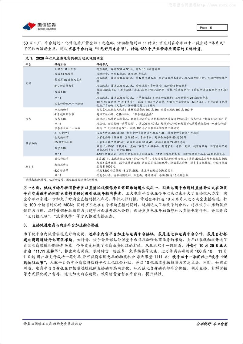 《电商产业跟踪：“双11”促销季落幕：美妆个护引领消费,品牌价值有望凸显-国信证券-20201113》 - 第5页预览图