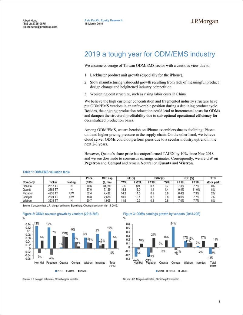 《J.P. 摩根-亚太地区-科技行业-台湾ODM与EMS：谨慎看待-2019.3.18-46页》 - 第4页预览图