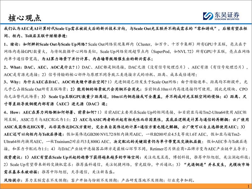 《AI算力行业跟踪深度：辨析Scale＋Out与Scale＋Up，AEC在光铜互联夹缝中挤出市场的What、Why、How-250106-东吴证券-18页》 - 第2页预览图