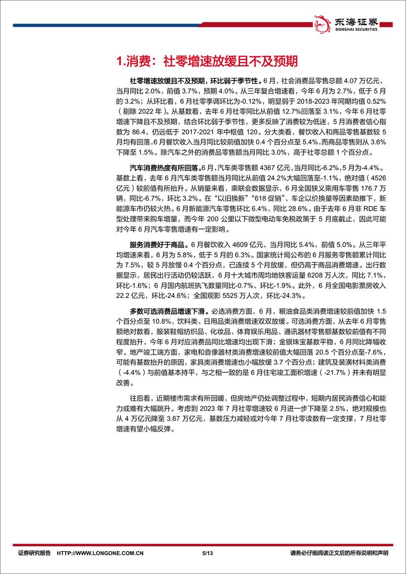 《国内观察：2024年6月经济数据，经济增速回落，制造业动力相对较强-240715-东海证券-13页》 - 第5页预览图