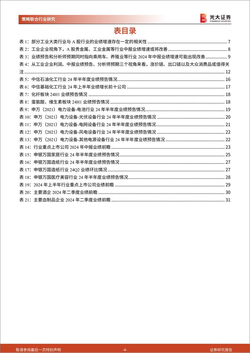 《策略联合行业2024年中报业绩前瞻：中报业绩可能有哪些结构性亮点？-240804-光大证券-33页》 - 第4页预览图