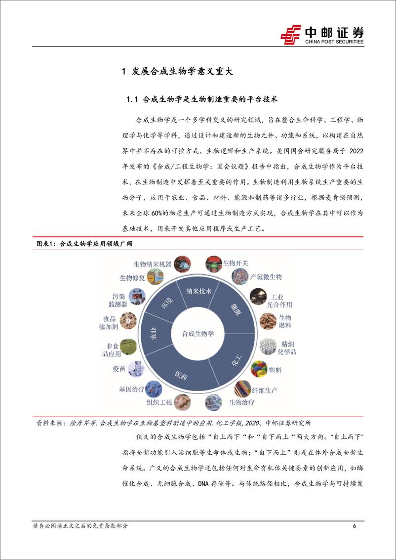 《中邮证券-合成生物学：乘政策东风，高速成长中的朝阳板块》 - 第6页预览图