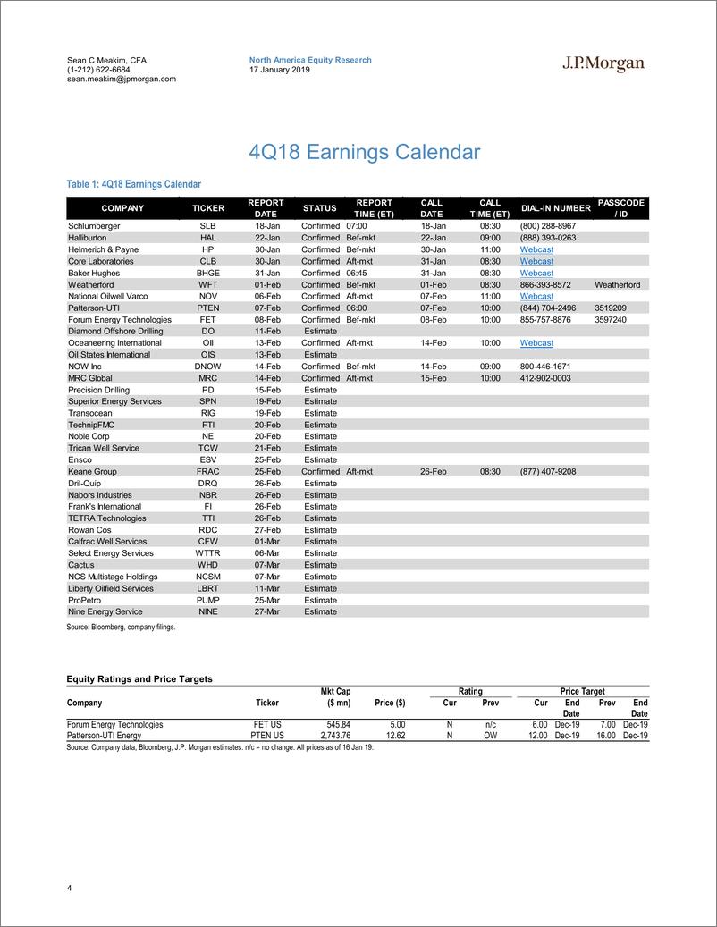 《J.P. 摩根-美股-石油服务与设备行业-美国石油服务与设备2018年Q4盈利预览-2019.1.17-35页》 - 第5页预览图