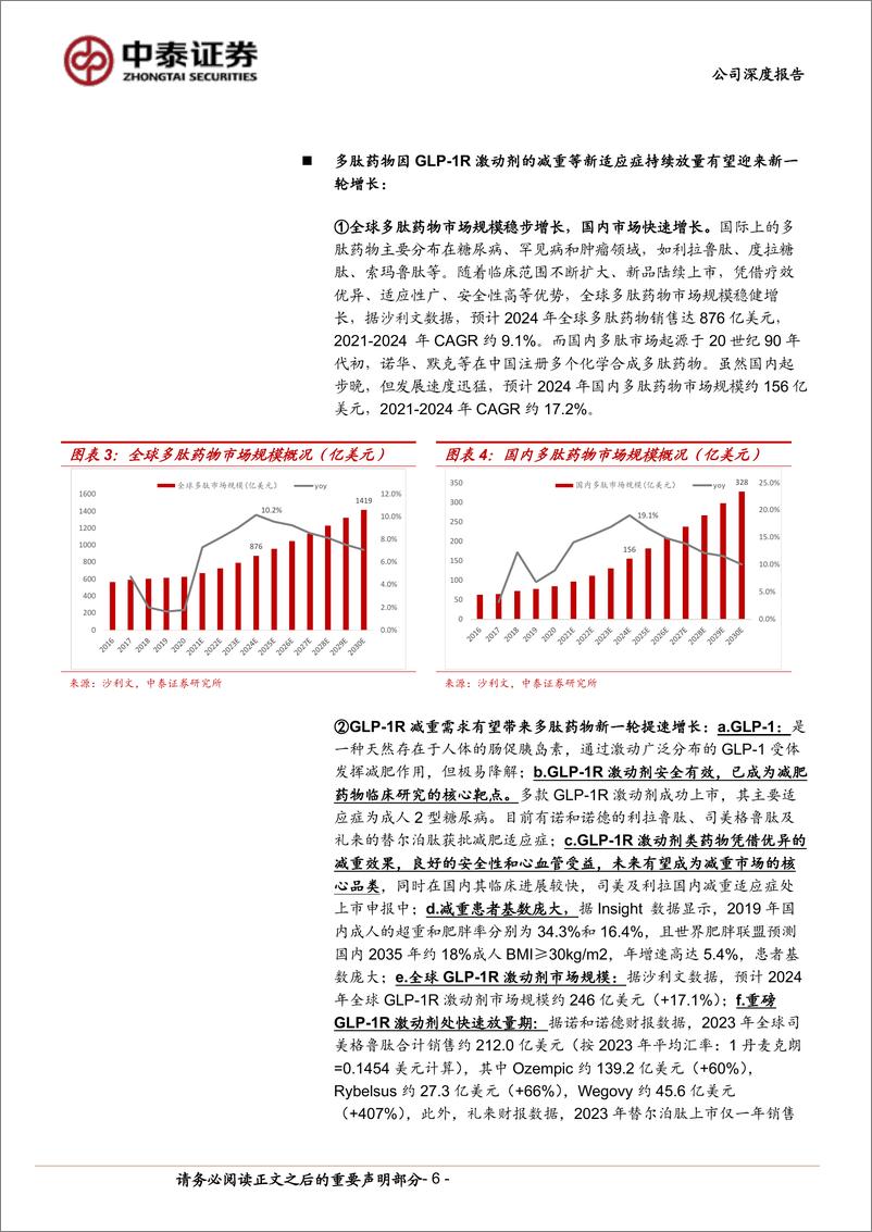 《圣诺生物(688117)多肽领域全方位布局，产能释放迎快速发展-240807-中泰证券-26页》 - 第6页预览图