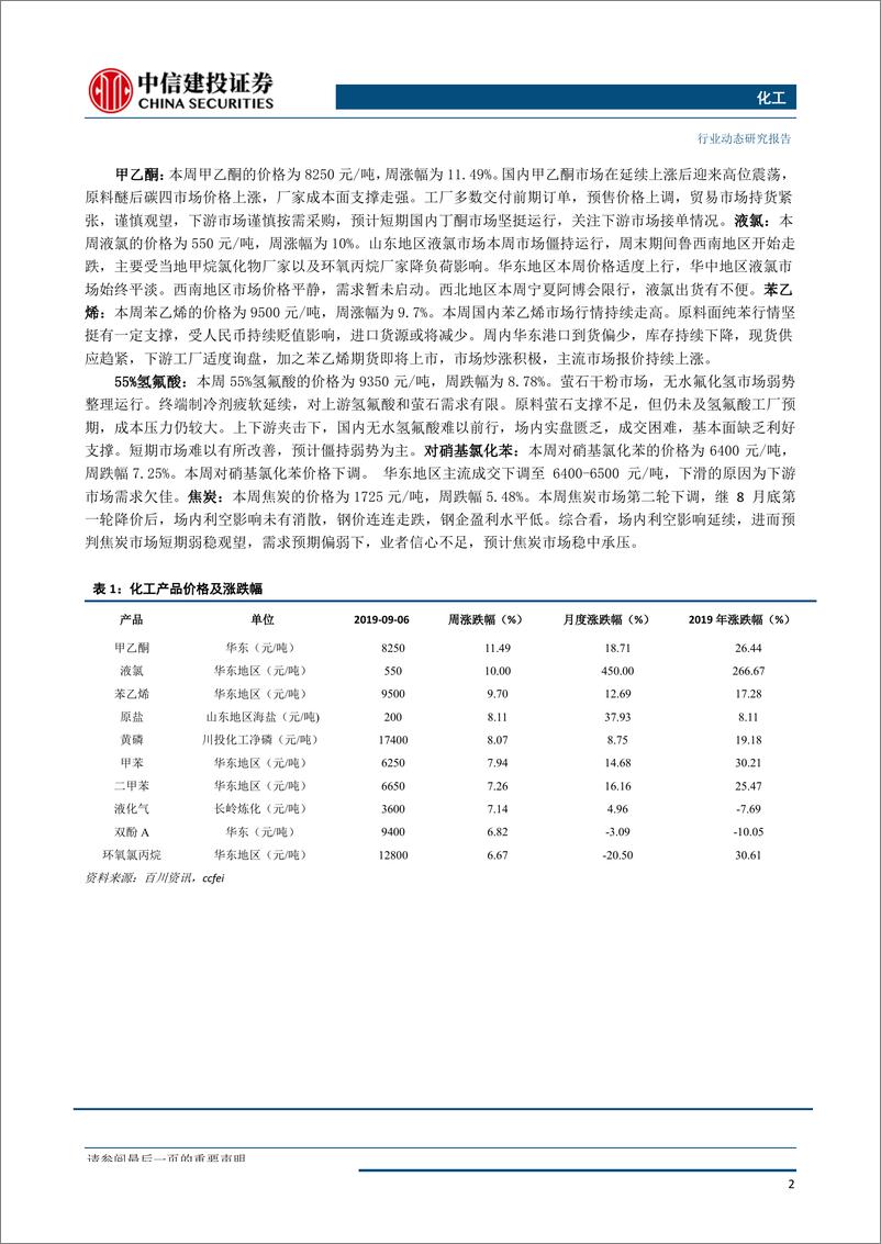 《化工行业：政策刺激+需求好转，景气转正；新材料标的表现优异-20190909-中信建投-25页》 - 第4页预览图