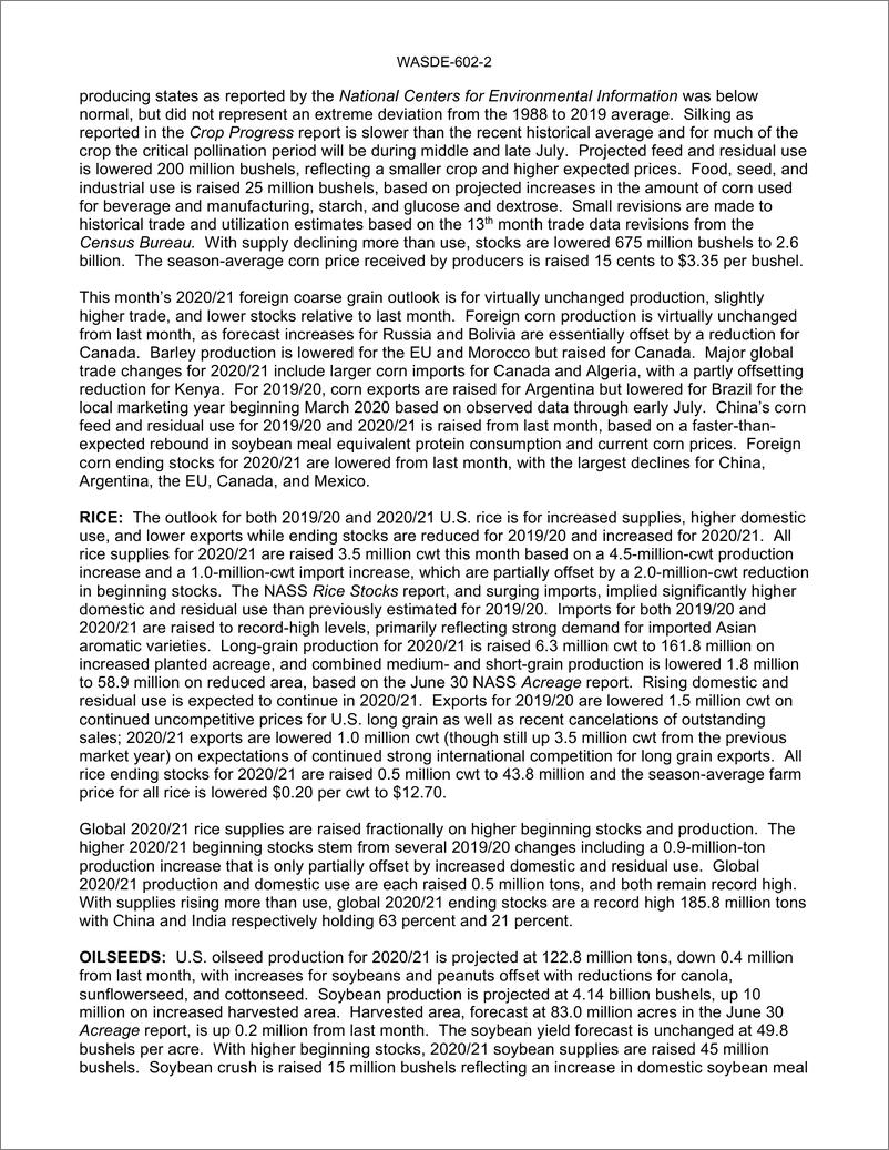 《美国农业部-全球-农业行业-世界农业供需预测-20200710-40页》 - 第2页预览图