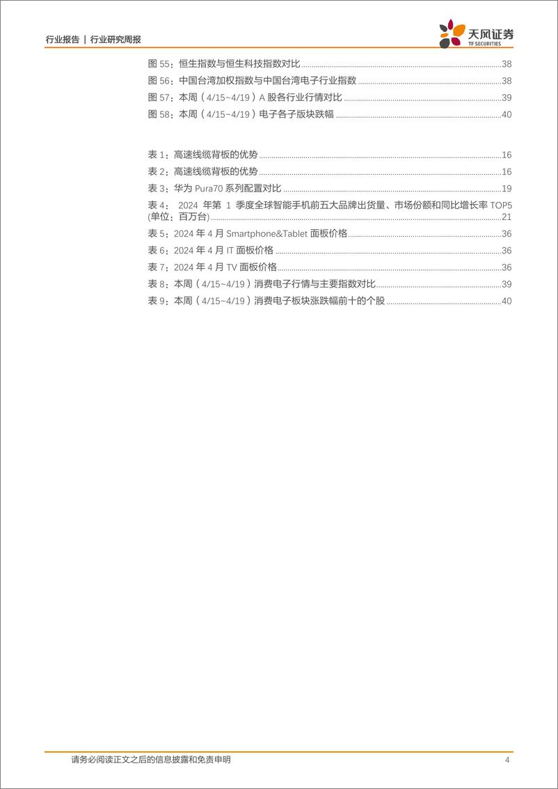 《天风证券-消费电子行业周报：华为Pura70系列发布加码摄像＋AI升级，看好其带动手机销量及产业链》 - 第4页预览图