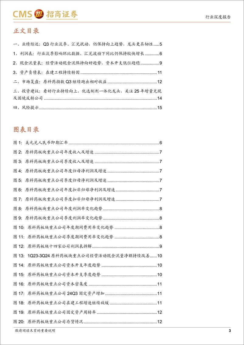 《原料药行业24年三季报总结：Q3行业传统淡季整体同比仍有较快增长，展望Q4预计同环比均有较好表现-241121-招商证券-17页》 - 第3页预览图