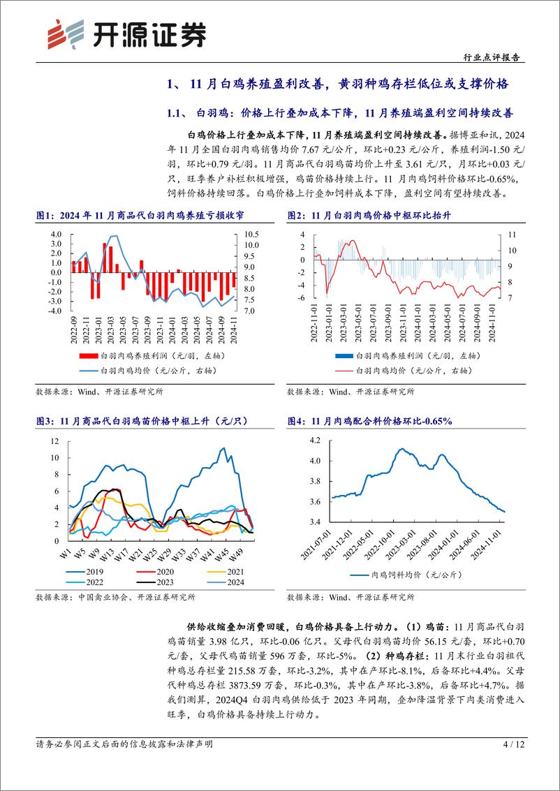 《农林牧渔行业点评报告：白鸡养殖盈利改善，黄羽种鸡存栏低位或支撑价格-开源证券-241219-12页》 - 第4页预览图