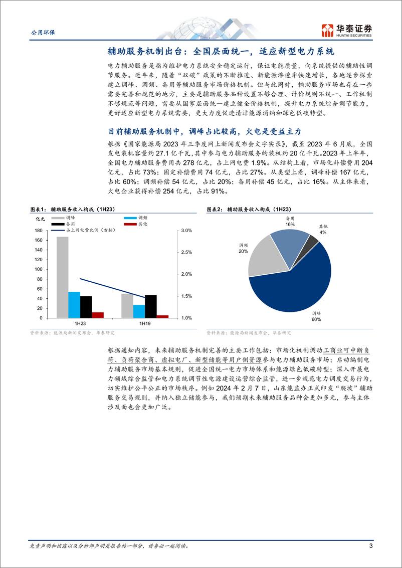 《公用环保专题研究：辅助服务政策落地，看好火电估值》 - 第3页预览图