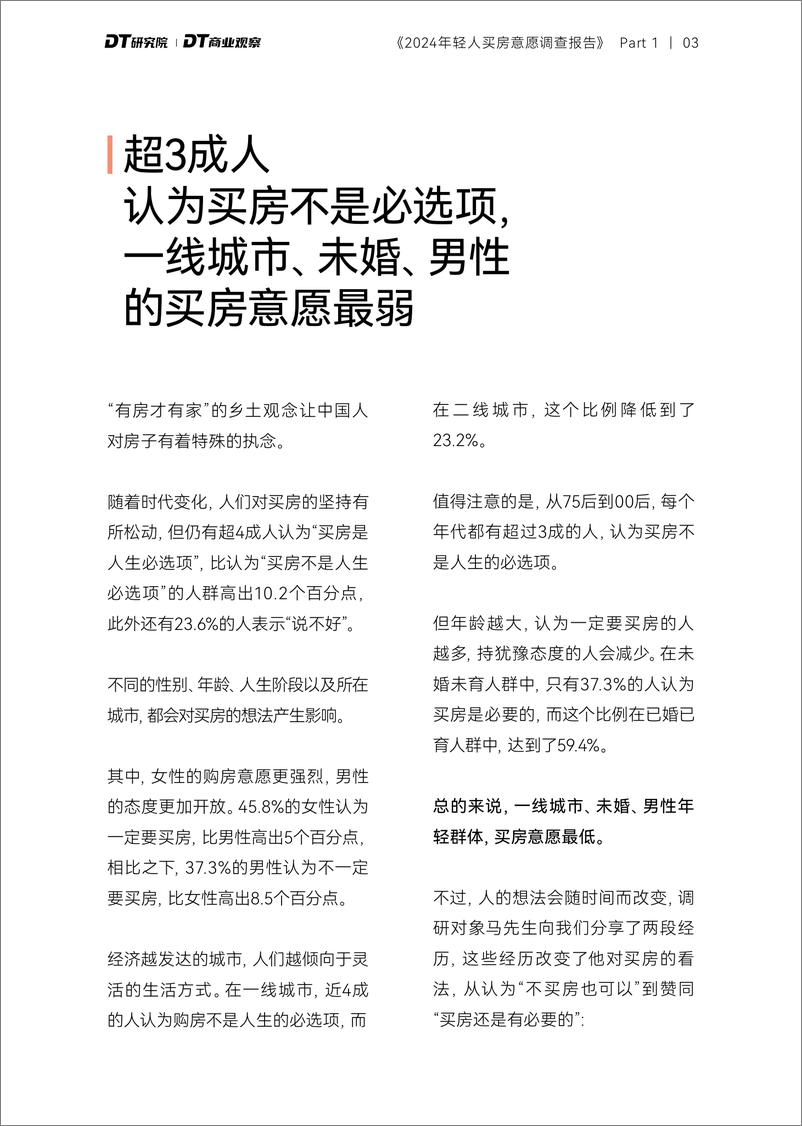 《DT商业观察,DT研究院-2024年轻人购房意愿调查报告》 - 第4页预览图