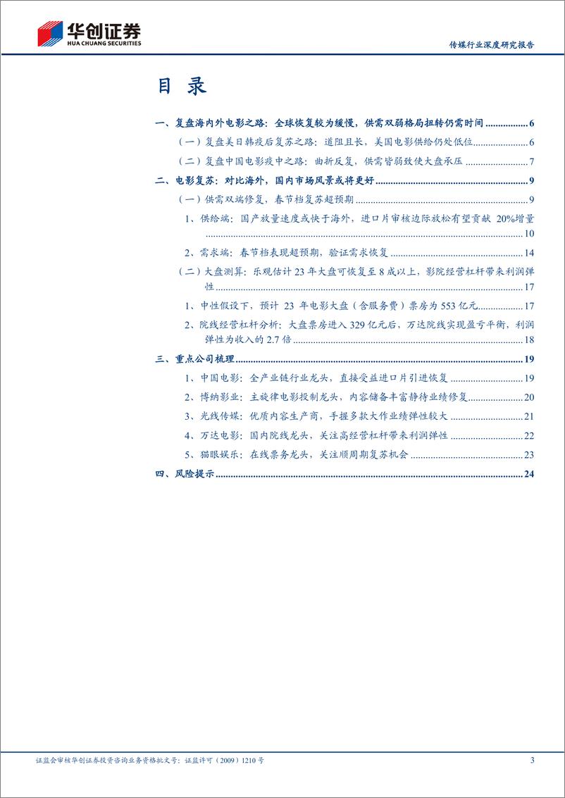 《20230131-华创证券-传媒行业深度研究报告：疫后复苏之电影，全产业复苏有望和春天一起到来》 - 第3页预览图