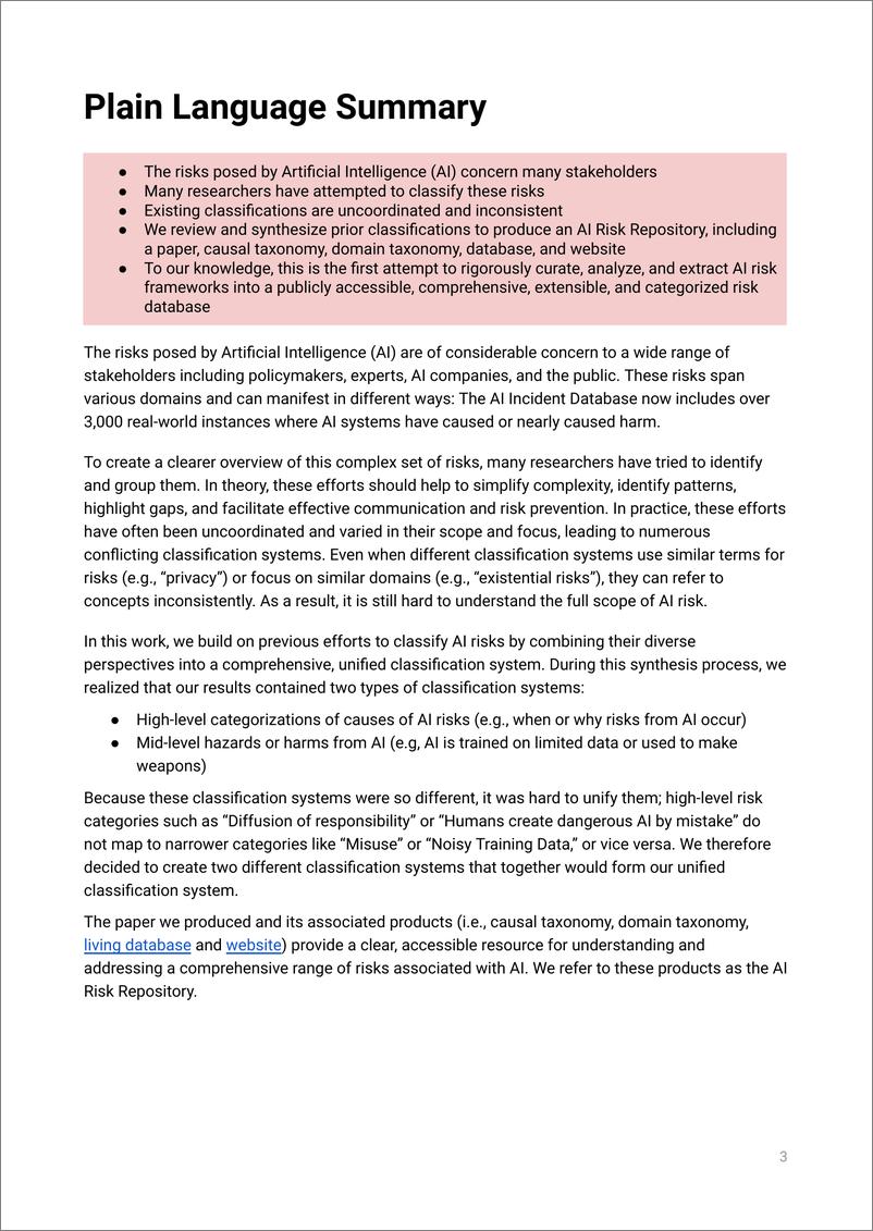 《麻省理工学院未来技术研究所_麻省理工_MIT_AI风险存储库报告_人工智能风险的综合元评审_数据库和》 - 第3页预览图