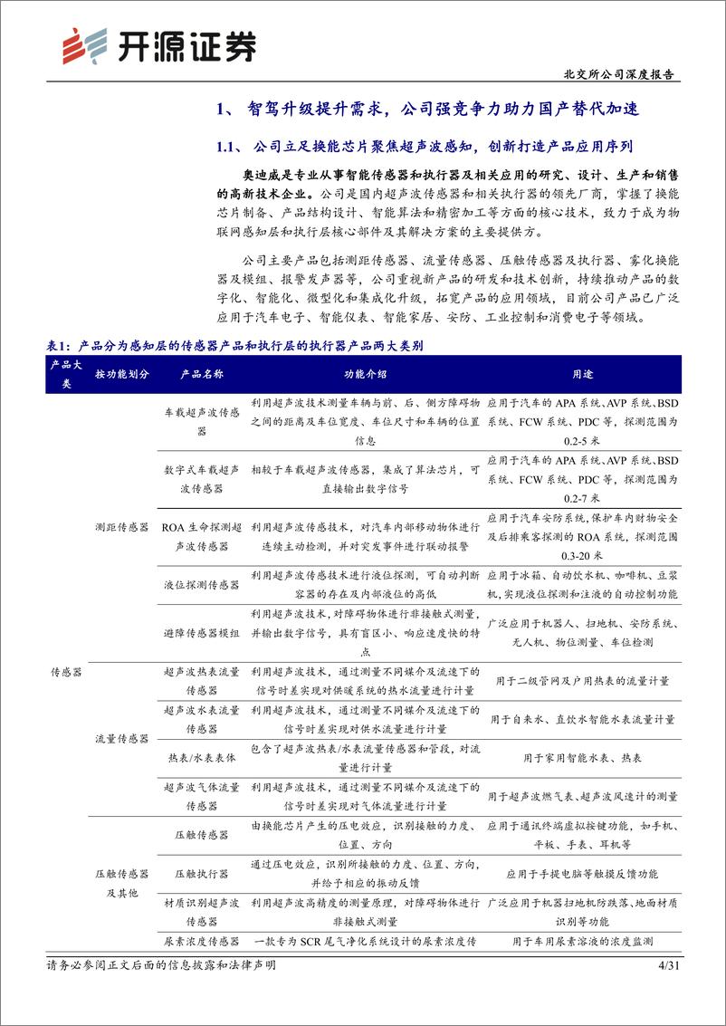 《奥迪威(832491)北交所公司深度报告：超声波传感器细分龙头，机器人%2b智能汽车新赛道突围-250109-开源证券-31页》 - 第4页预览图