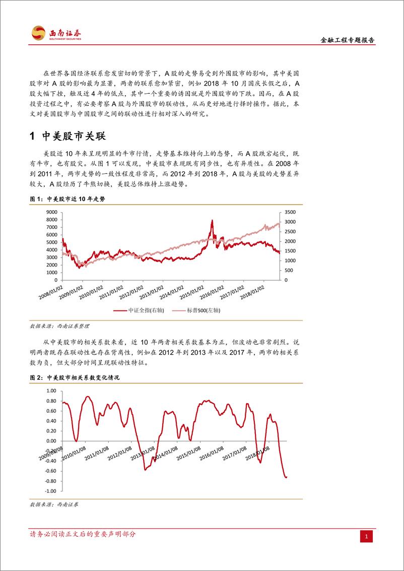 《西南证2018110西南证券金融工程专题报告：中美股市的联动性研究》 - 第4页预览图