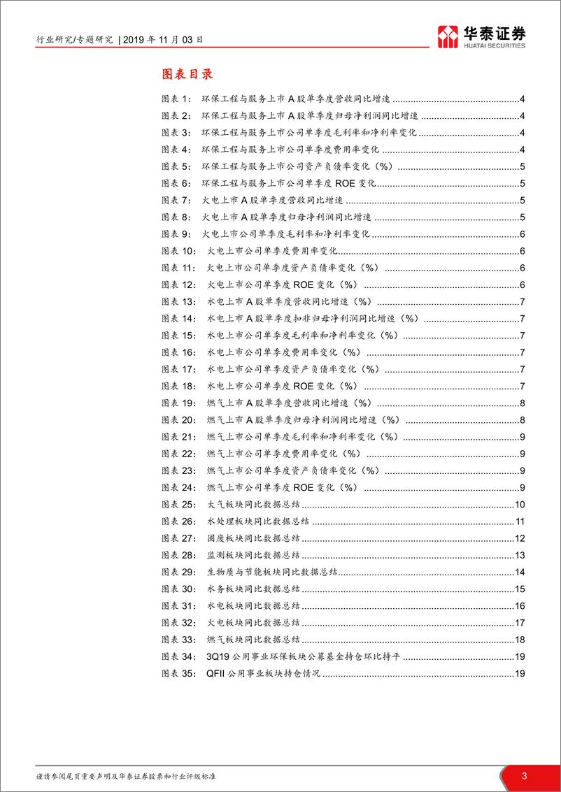 《公用事业行业公用环保三季报总结：寻找确定性的盈利改善和增长-20191103-华泰证券-21页》 - 第4页预览图