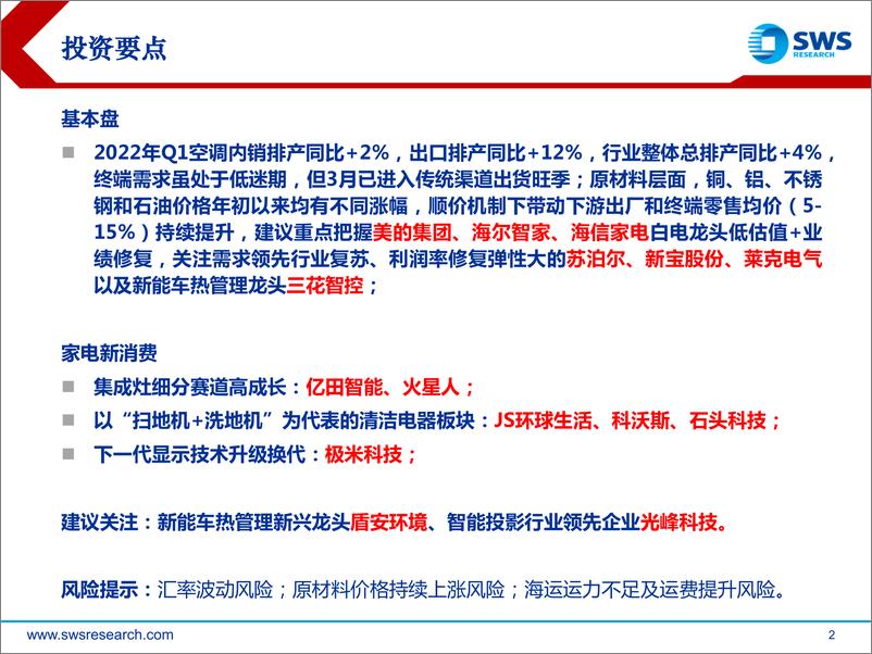 《2022年家电行业春季投资策略：成本和需求压力犹在，看好高成长细分赛道-20220324-申万宏源-28页》 - 第3页预览图