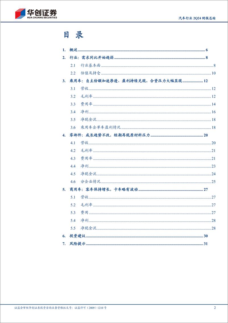 《华创证券-汽车行业2Q24财报总结_整车分化_零部件盈利保持韧性》 - 第2页预览图