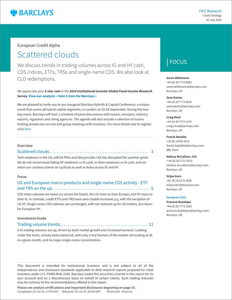 《Barclays_European_Credit_Alpha_Scattered_clouds》 - 第1页预览图