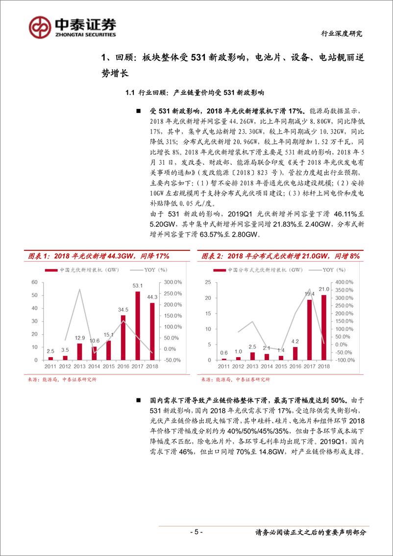 《电气设备行业光伏系列报告之五：2018&2019Q1总结，板块量利开启反转，产业拐点确立-20190506-中泰证券-30页》 - 第6页预览图