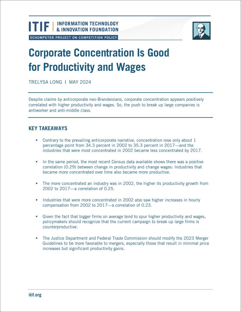 《ITIF_2024年企业集中有利于生产力和工资报告_英文版_》 - 第1页预览图