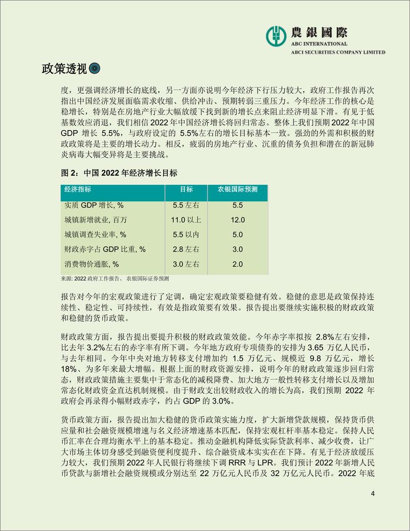 《农银国际-2022年中国政府工作报告宏观、投资策略及行业分析-29页》 - 第5页预览图