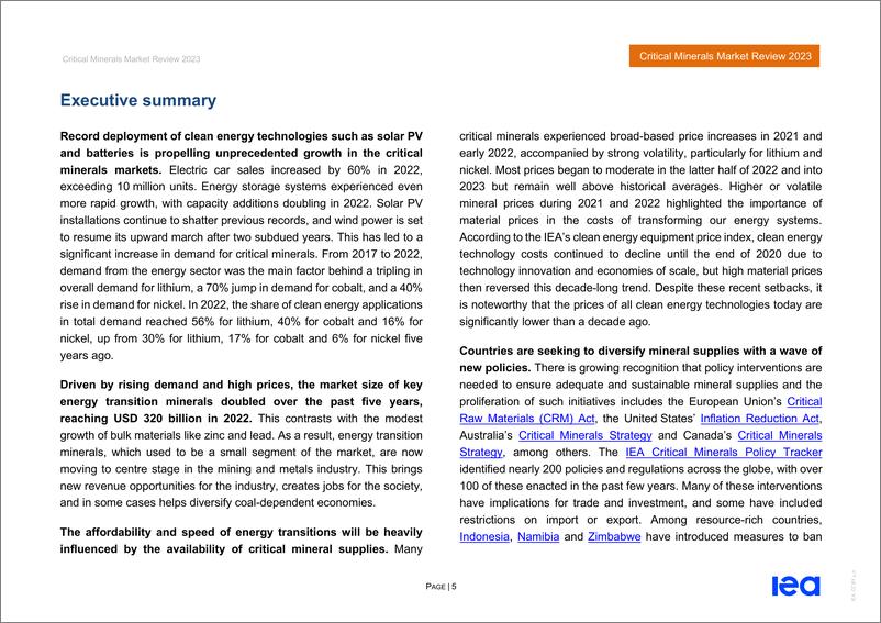 《2023年关键矿物市场回顾Critical+Minerals+Market+Review2023-83页》 - 第7页预览图