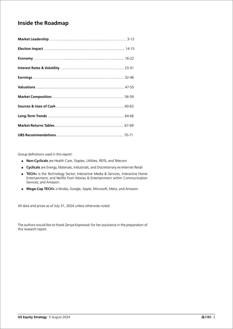 《UBS Equities-US Equity Strategy _Roadmap - August 2024_ Golub-109668706》 - 第2页预览图