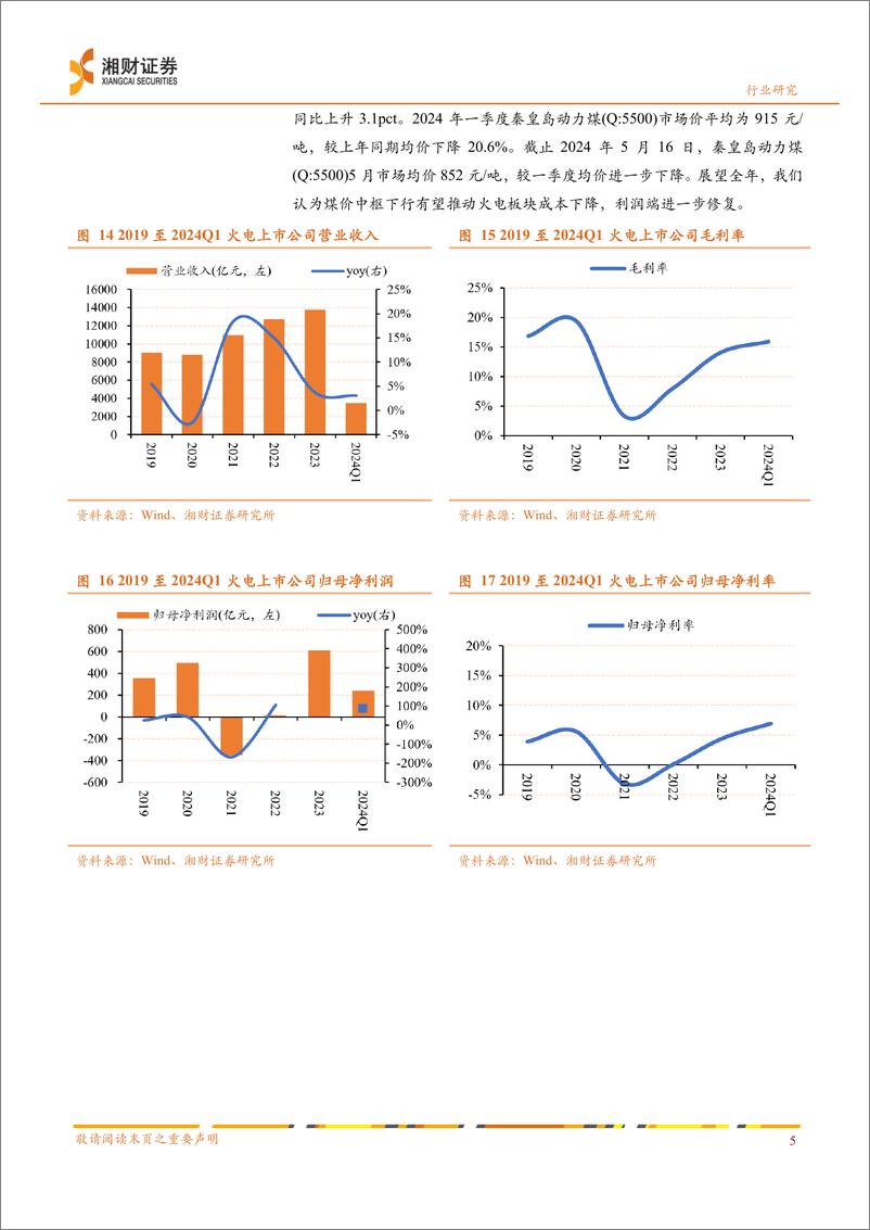 《电力行业2023年及2024Q1业绩综述：公用事业属性逐步回归，业绩修复趋势或将延续-240517-湘财证券-10页》 - 第7页预览图