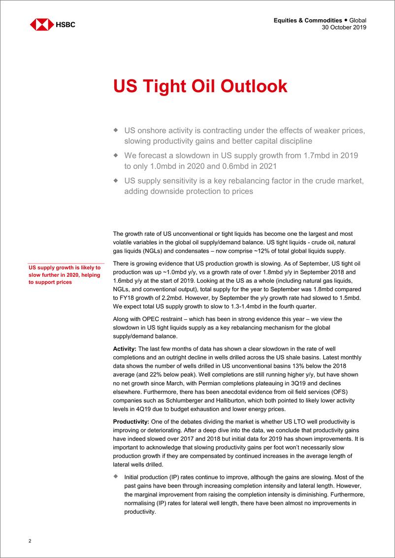 《汇丰银行-全球-石油与天然气行业-美国致密油展望：生产、生产率和生产者痛苦-2019.10.30-26页》 - 第3页预览图
