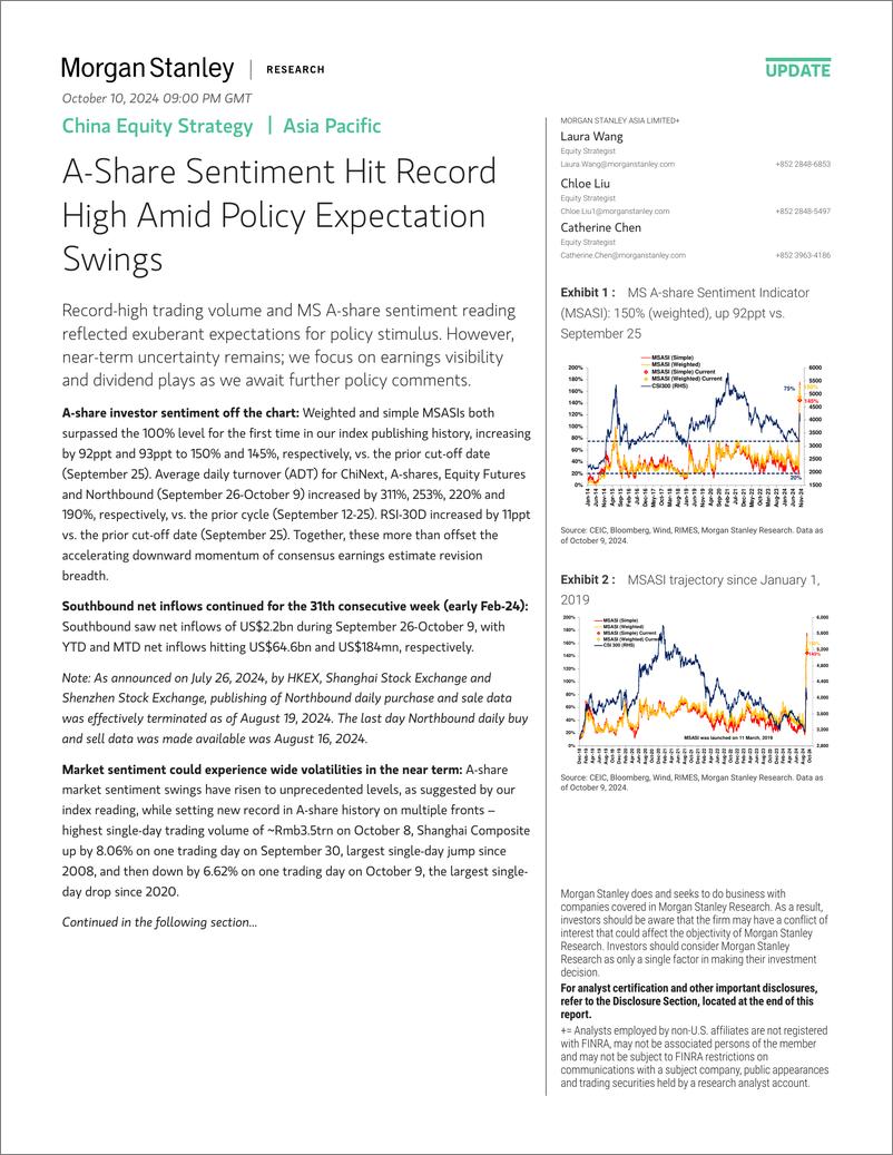 《Morgan Stanley-China Equity Strategy A-Share Sentiment Hit Record High Ami...-110736210》 - 第1页预览图