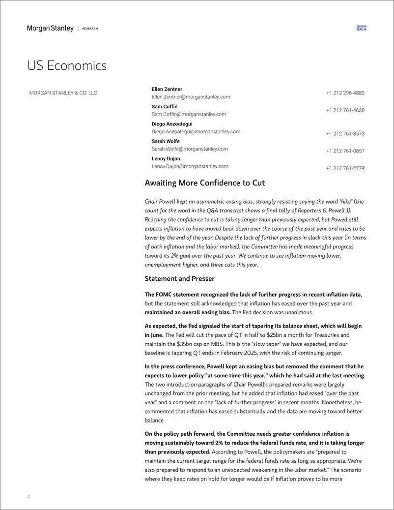 《Morgan Stanley Fixed-US Economics  Global Macro Strategy FOMC Reaction Firm Ho...-107962595》 - 第2页预览图