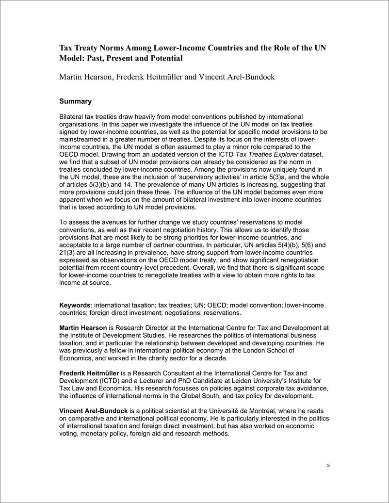 《英国发展研究所-低收入国家税收协定规范与联合国模式的作用：过去、现在和潜力（英）-2023.8-41页》 - 第5页预览图