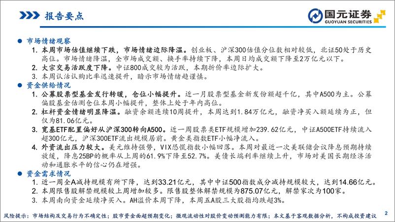 《微观流动性观察：市场情绪趋谨慎，日均成交额跌破2万亿元关口-241125-国元证券-35页》 - 第2页预览图