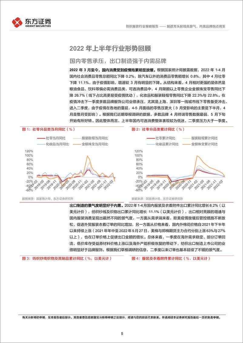 《纺织服装行业纺服及时尚消费2022年中期策略报告：制造龙头延续高景气，内需品牌拐点将至-20220610-东方证券-30页》 - 第6页预览图