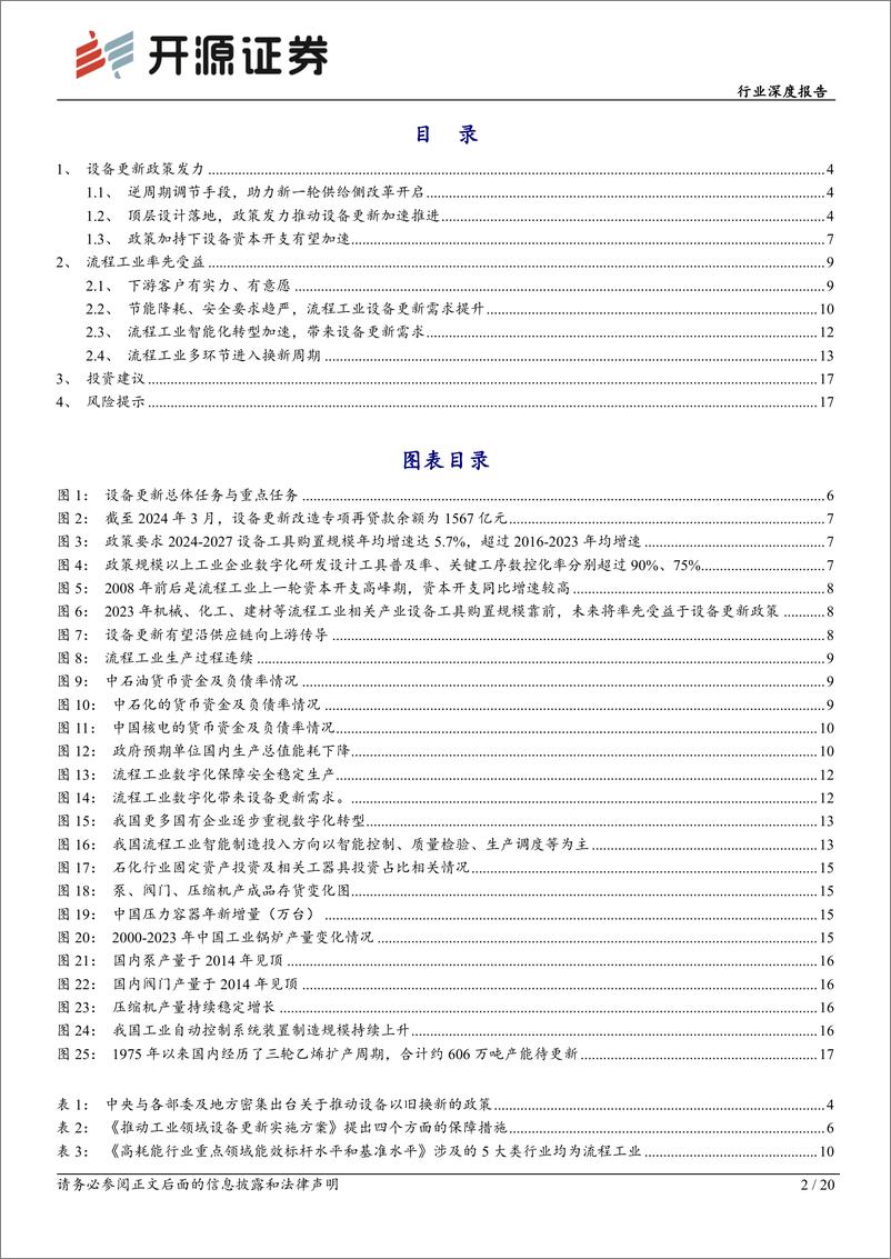 《机械设备行业深度报告：设备更新有望加速落地，流程工业率先受益-240518-开源证券-20页》 - 第2页预览图