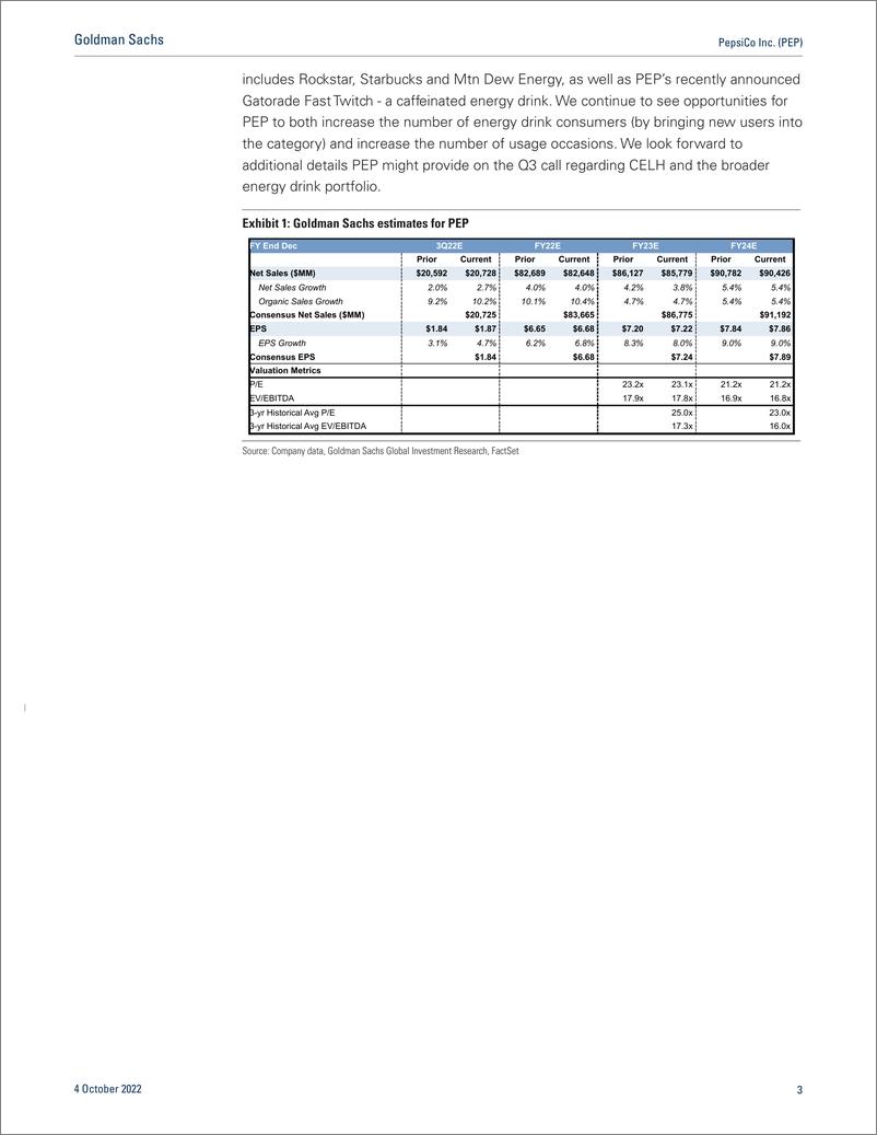 《PepsiCo Inc. (PEP Q3 earnings preview - Expect healthy underlying demand to drive top & bottom line beat, with a pot