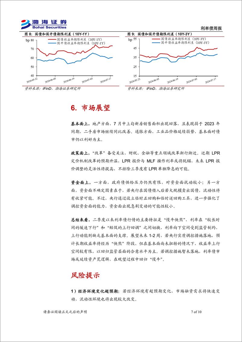 《利率债：长期收益率震荡，期限利差表现分化-240719-渤海证券-10页》 - 第7页预览图