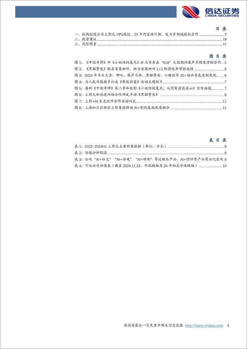 《上海电影(601595)跟踪报告：收购控股公司上影元19%25股权，25年内容端可期，发力多领域授权合作-241124-信达证券-14页》 - 第4页预览图