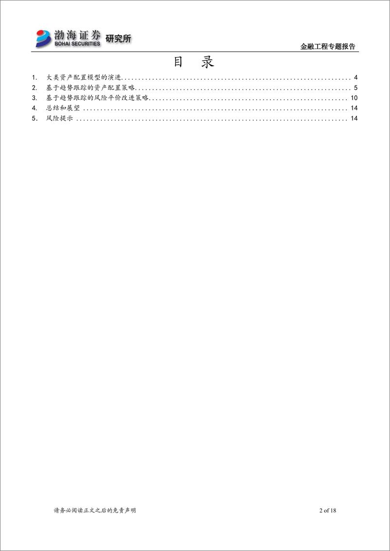 《金融工程专题报告：基于趋势跟踪的大类资产配置策略-20190328-渤海证券-18页》 - 第3页预览图