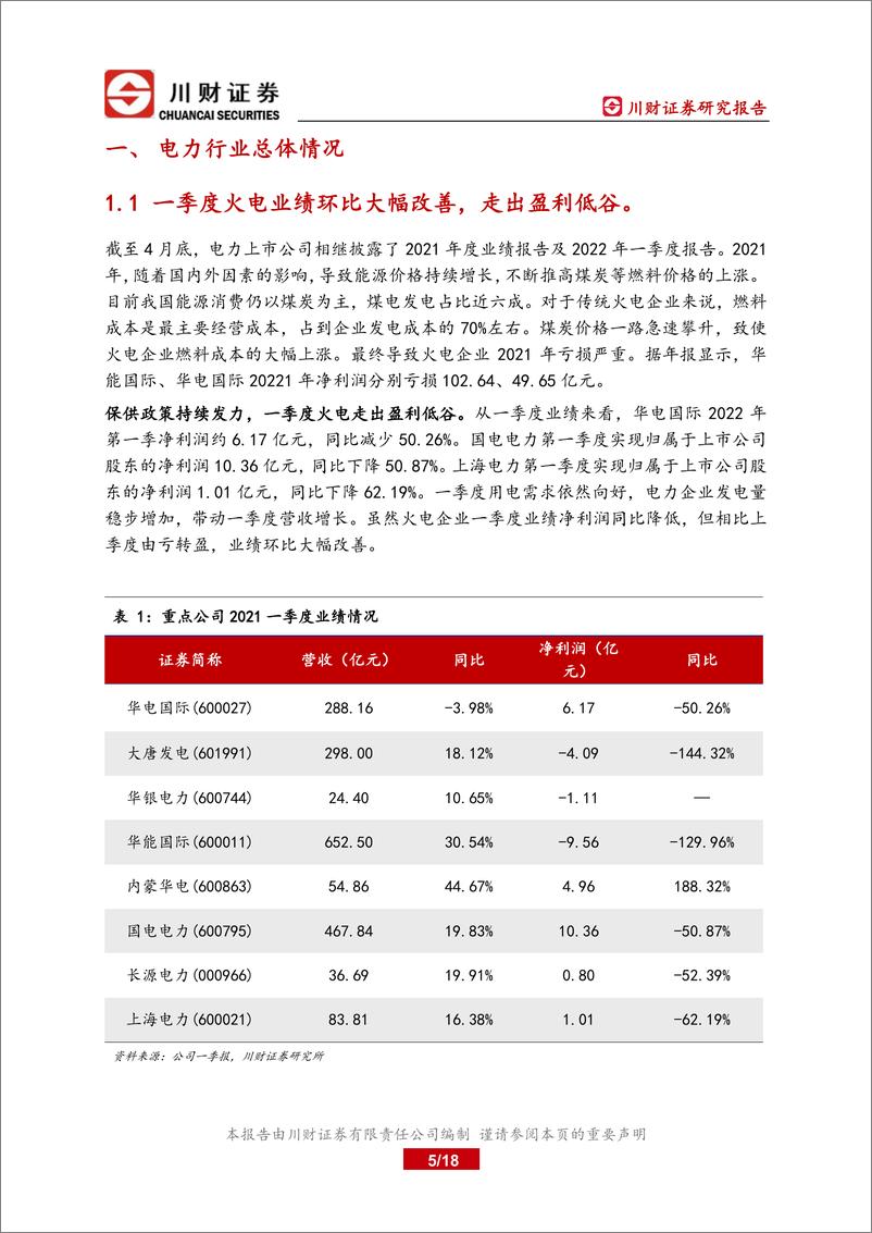 《电力行业深度报告 ：双碳目标下，电力行业的发展与展望-20220512-川财证券-18页》 - 第6页预览图