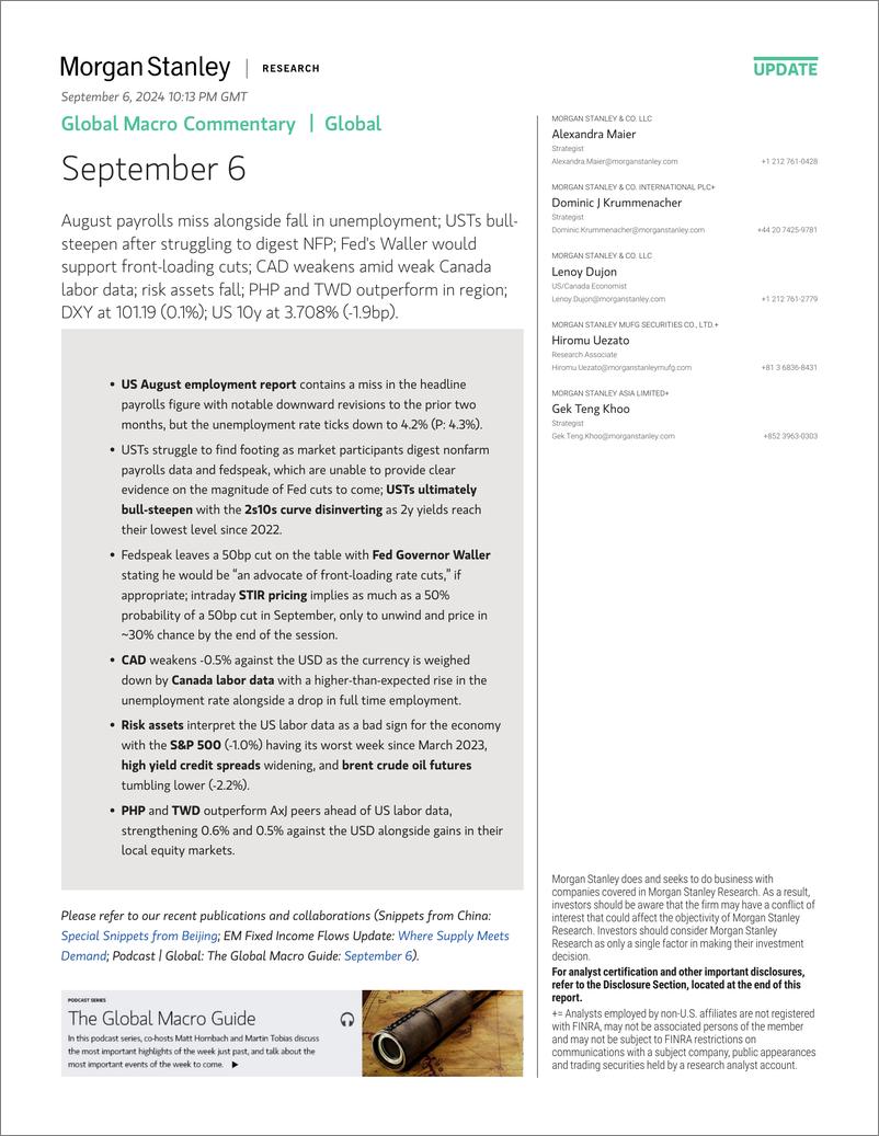 《Morgan Stanley Fixed-Global Macro Commentary September 6-110224035》 - 第1页预览图