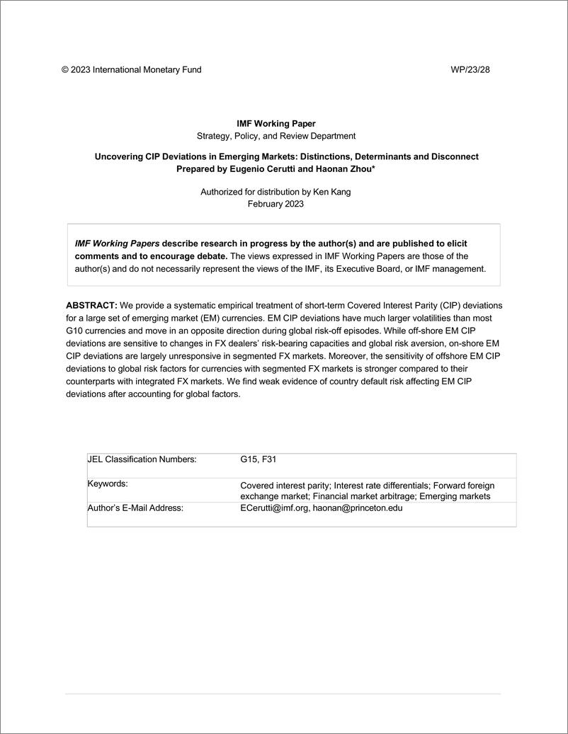 《IMF-揭示新兴市场CIP偏差：区别、决定因素和脱节（英）-2023.2-49页》 - 第3页预览图