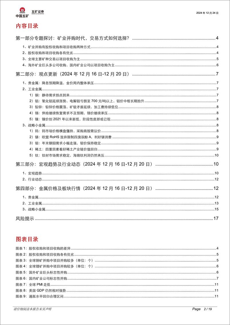 《有色金属行业脉动跟踪：矿业并购时代，交易方式如何选择？-241224-五矿证券-19页》 - 第3页预览图